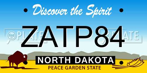 ZATP84 North Dakota License Plate