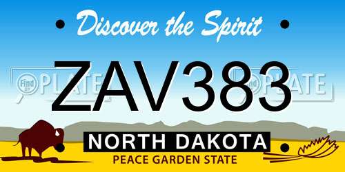 ZAV383 North Dakota License Plate