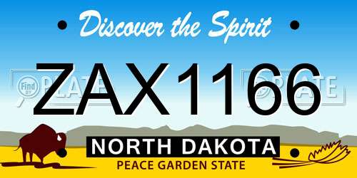 ZAX1166 North Dakota License Plate