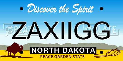 ZAXIIGG North Dakota License Plate