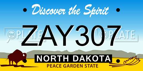 ZAY307 North Dakota License Plate