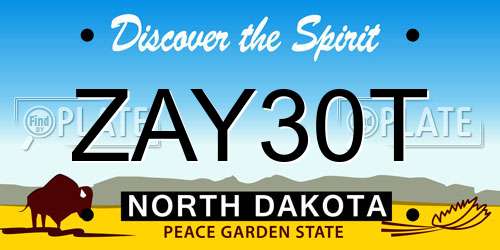 ZAY30T North Dakota License Plate