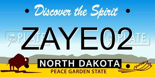 ZAYE02 North Dakota License Plate