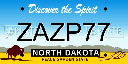 ZAZP77 North Dakota License Plate