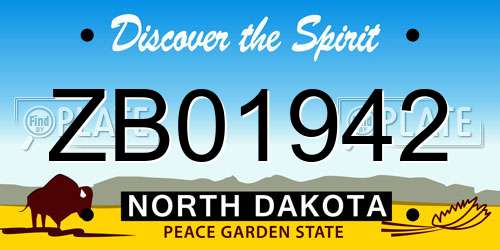 ZB01942 North Dakota License Plate