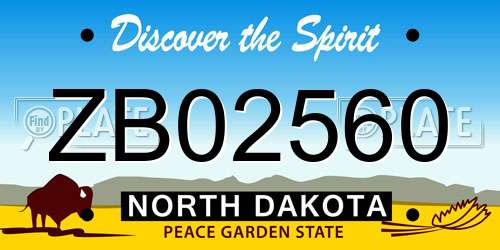 ZB02560 North Dakota License Plate