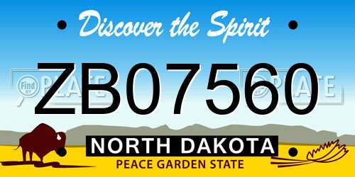 ZB07560 North Dakota License Plate
