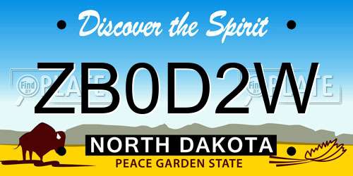 ZB0D2W North Dakota License Plate
