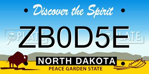 ZB0D5E North Dakota License Plate