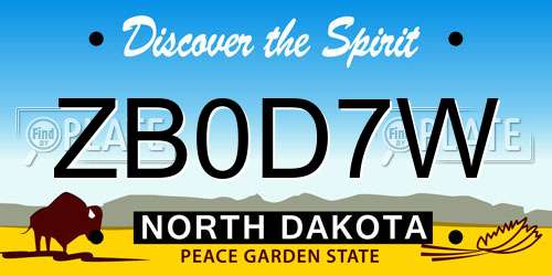 ZB0D7W North Dakota License Plate