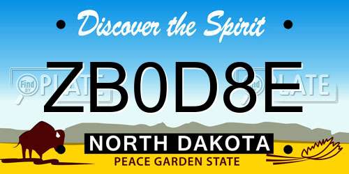 ZB0D8E North Dakota License Plate