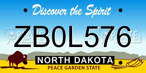 ZB0L576 North Dakota License Plate