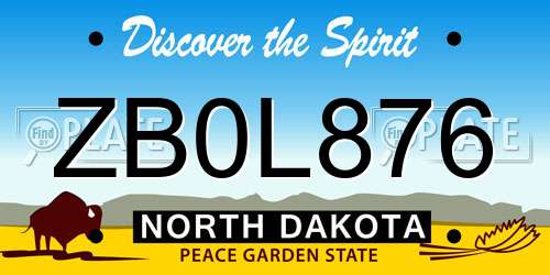 ZB0L876 North Dakota License Plate