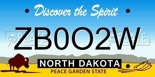 ZB0O2W North Dakota License Plate