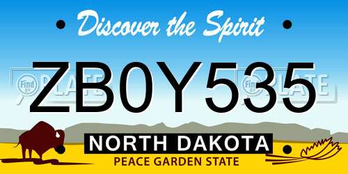 ZB0Y535 North Dakota License Plate