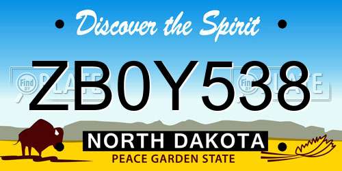 ZB0Y538 North Dakota License Plate