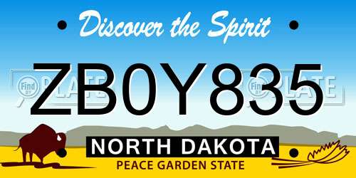ZB0Y835 North Dakota License Plate