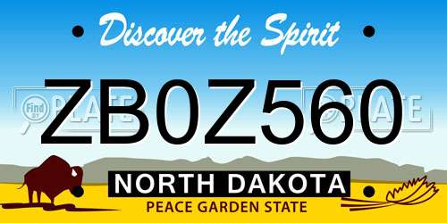 ZB0Z560 North Dakota License Plate