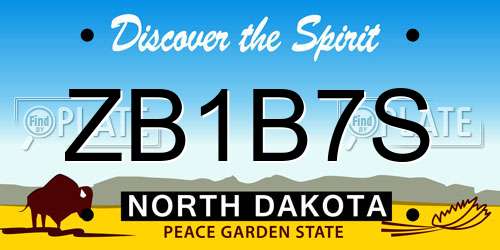 ZB1B7S North Dakota License Plate