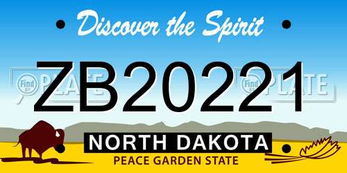 ZB20221 North Dakota License Plate