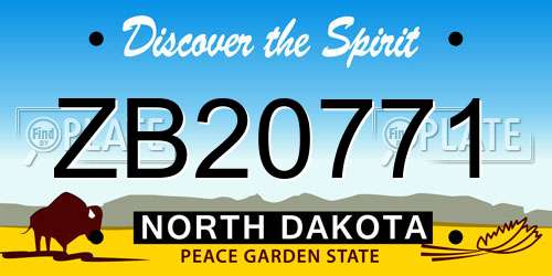 ZB20771 North Dakota License Plate
