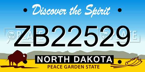 ZB22529 North Dakota License Plate