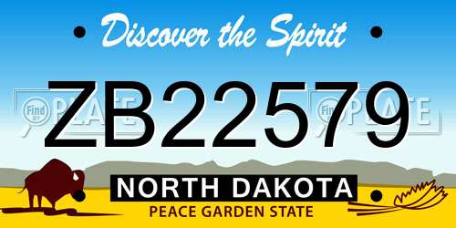 ZB22579 North Dakota License Plate