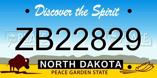ZB22829 North Dakota License Plate