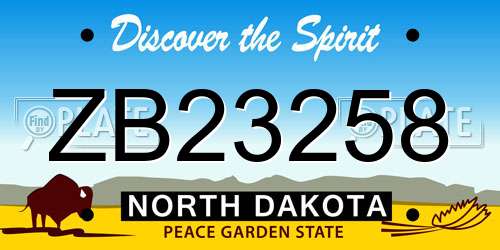 ZB23258 North Dakota License Plate