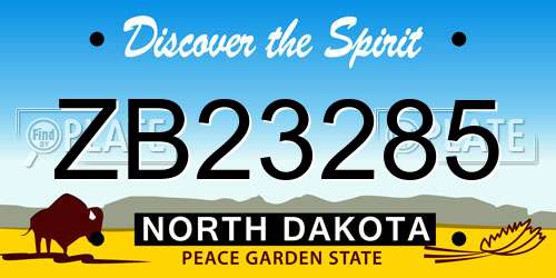 ZB23285 North Dakota License Plate