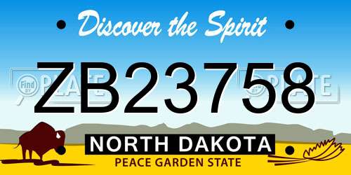 ZB23758 North Dakota License Plate
