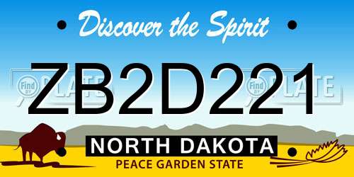 ZB2D221 North Dakota License Plate