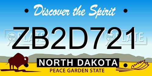 ZB2D721 North Dakota License Plate