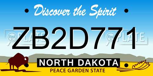ZB2D771 North Dakota License Plate
