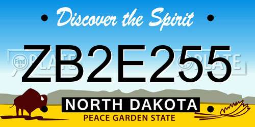ZB2E255 North Dakota License Plate
