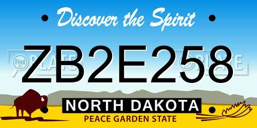 ZB2E258 North Dakota License Plate