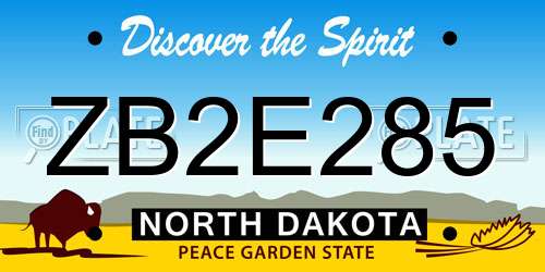 ZB2E285 North Dakota License Plate