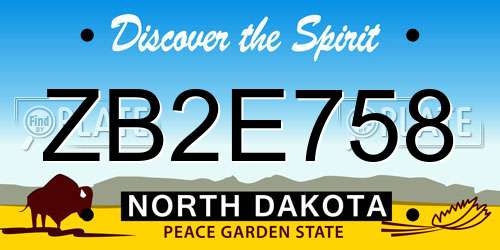 ZB2E758 North Dakota License Plate