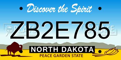 ZB2E785 North Dakota License Plate