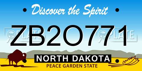 ZB2O771 North Dakota License Plate