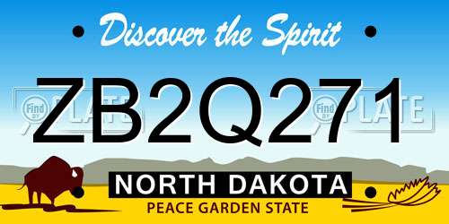 ZB2Q271 North Dakota License Plate