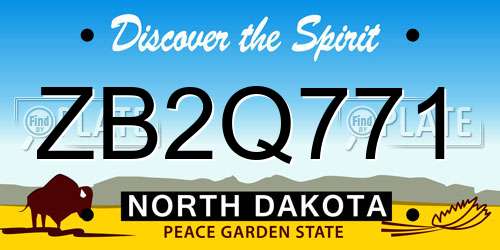 ZB2Q771 North Dakota License Plate