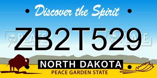 ZB2T529 North Dakota License Plate