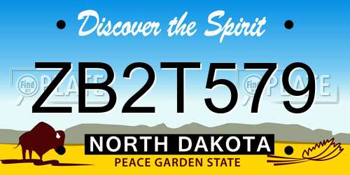 ZB2T579 North Dakota License Plate