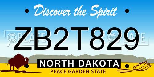 ZB2T829 North Dakota License Plate