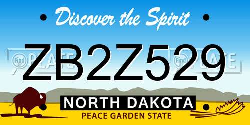 ZB2Z529 North Dakota License Plate