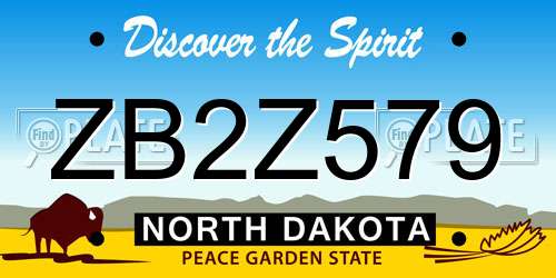 ZB2Z579 North Dakota License Plate