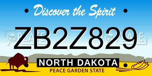 ZB2Z829 North Dakota License Plate
