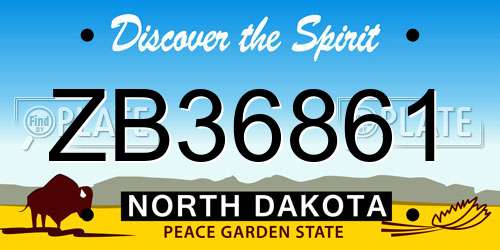 ZB36861 North Dakota License Plate