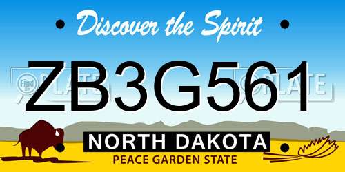 ZB3G561 North Dakota License Plate